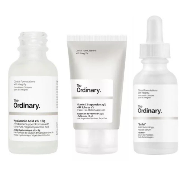 Kit x 3 The Ordinary Anti-Arrugas/Anti-Edad | Vitamina C + A. Hialurónico + BUFFET